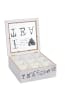 relaxdays Teebox in Weiß/ Grau - (B)25 x (H)9 x (T)25 cm
