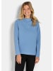 GOLDNER Kurzgröße:  Sweatshirt Langarm Ottoman-Design, Turtleneck in blau
