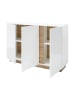 Feldmann-Wohnen Sideboard Clair weiß Hochglanz / Eiche Grandson 138 / 40 / 91cm
