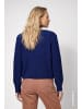 monari Chenille-Pullover mit V-Ausschnitt und Perlfangmuster in Classic Navy