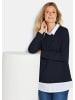 GOLDNER Kurzgröße:  Sweatshirt Elegantes 2-in-1 Business-Oberteil in marine / weiß