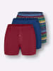 WITT WEIDEN Boxershorts in jeansblau-bedruckt + dunkelblau + kirsche