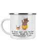 Mr. & Mrs. Panda Camping Emaille Tasse Saunameister Herz mit Spruch in Weiß