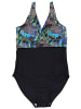 Aquarti Damen Badeanzug Bauchweg Sport  Bademode  Neckholder V-Ausschnitt in schwarz/grün