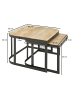KADIMA DESIGN Couchtisch Hell 2er-Set | Mango Massiv, Industrial, Metallbeine Schwarz in Braun