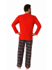 NORMANN Schlafanzug Pyjama langarm Flanell Hose Oberteil - 70827 in rot