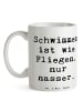 Mr. & Mrs. Panda Tasse Spruch Schwimmen wie Fliegen mit Spruch in Weiß