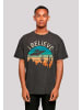 F4NT4STIC Oversize T-Shirt I Believe UFO Alien Sonnenuntergang in schwarz
