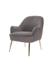 Home Nature Wohnkonzept Moderner Loungesessel mit Lammfell und Eiche in Dunkelgrau 66x66x80 cm