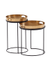 KADIMA DESIGN Beistelltisch 2er Set / Schwarz Metall Hammerschlag Satztisch in Gold