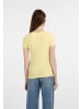 myMo Damen Jersey-Shirt Aus Rippstrick in Hellgelb