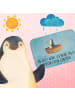 Mr. & Mrs. Panda Duschvorleger Pinguin Angelboot mit Spruch in Eisblau