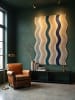 KADIMA DESIGN Teppich Wolle für Fußbodenheizung MONNOW retro Wohnzimmer in Natur-Blau