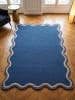 KADIMA DESIGN Teppich Wolle für Fußbodenheizung ALHAM modern Wohnzimmer Diele in Marineblau