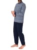 NORMANN Langarm Schlafanzug Bündchen Streifen - 77864 in blau