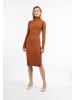 DreiMaster Klassik Damen Strick Langarmkleid Midi in Rostbraun
