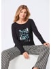 GOLDNER Shirt mit Glitzerprint, Rundhals in schwarz / gemustert