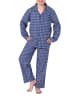 NORMANN Flanell Pyjama langarm Schlafanzug Karo Knopfleiste - 70133 in blau