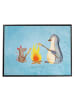Mr. & Mrs. Panda Schreibunterlage Pinguin Lagerfeuer ohne Spruch in Eisblau