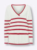 Heine Streifenpullover in rot-ecru-geringelt