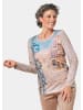 GOLDNER Langarm-Shirt mit Allover-Musterung in hellblau / gemustert