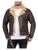 Reichstadt Herren Slim Fit Kunstlederjacke Silver Zipper in Brown