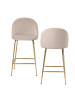 KADIMA DESIGN 2er Set Barhocker Samt Hocker mit Lehne & goldenen Beinen, in Beige