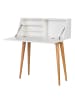 home24 home24 Sekretär (1er Set) - Weiß / Eiche - MDF & Massivholz Eiche - 90.0 x 105.0 x 33.0 cm in Weiß / Eiche