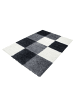 KADIMA DESIGN Teppich Hochflor Shaggy Waschbar Karo RHEIN Strapazierfähig in Schwarz