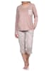 NORMANN Pyjama kurzarm Schlafanzug Caprihose Leoprint - 72606 in braun