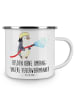 Mr. & Mrs. Panda Emaille Tasse Feuerwehrmann Helden mit Spruch in Weiß