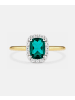 Diamant L'éternel Ring, mit synth. Smaragd, 375 Gelbgold