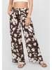 Cloud5ive Cloud5ive Pants with tie belt and aop flower print in beige/brown