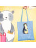 Mr. & Mrs. Panda Uni Tasche Pinguin Blumen mit Spruch in Sky Blue