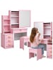 Wisam Kosmetiktisch mit Spiegel, Schubladen, Ablagen und Hocker, Rosa, 130