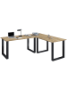 VCM  U Schreibtisch Eckschreibtisch L Form 190x190x80 in Schwarz / Honig-Eiche