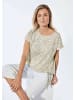 GOLDNER Kurzgröße:  Shirt Shirt mit U-Boot-Ausschnitt in beige / gemustert