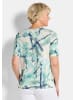 GOLDNER Kurzgröße:  Jerseyshirt Cityshirt mit Glitzersteinen in türkis / gemustert