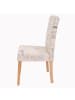 MCW 6x Esszimmerstuhl Littau, Textil mit Schriftzug, creme, helle Beine