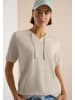 Cecil T-Shirt mit V-Neck und Streifen in Pearl Beige