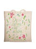 Mr. & Mrs. Panda Tote Bag Blumen Leben mit Spruch in Creme