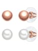 Yokoamii 2er Set Ohrstecker roségold Muschelkernperle weiß in weiß