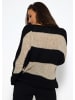 SASSYCLASSY Oversize Strick-Pullover in Beige, Schwarz