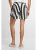 Urban Classics Urban Classics Striped Seersucker Swim Shorts in black/offwhite