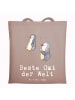 Mr. & Mrs. Panda Tote Bag Pinguin Beste Omi der Welt mit Spruch in Braun Pastell