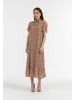 faina Damen Midikleid Aus Chiffon in Kamel Weiss