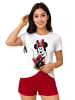 Disney Disney Minnie Mouse Schlafanzug Pyjama Kurzarm Oberteil mit Shorts in rot/weiß