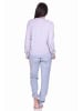 NORMANN Frottee Pyjama langarm Bündchen Streifen - 71523 in Grau