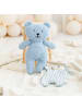 Crochetts Teddy-Bär-Set in Blau / Weiß – (B)26 x (H)31 x (T)7 cm