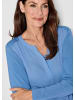 GOLDNER Kurzgröße:  Elegantes Chiffonshirt mit Jersey-Details in blau